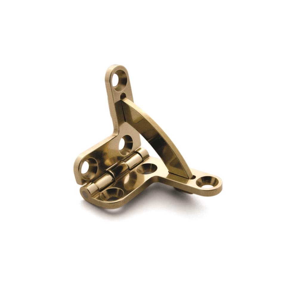 HD-638 Quadrant Hinge - A product photo of brass hardware on a white background
